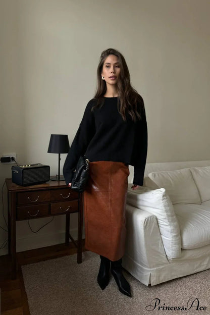Crew Neck Thick Solid Short Sweater