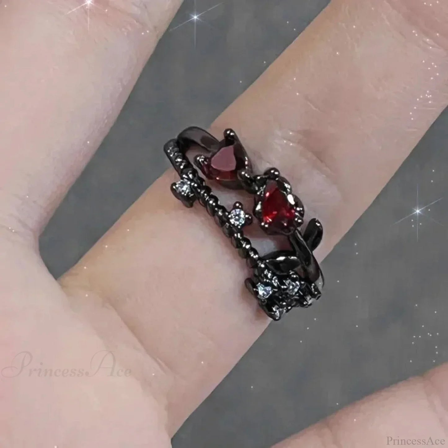 Crimson Crystal Affection Heart Gothic Band
