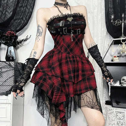 Crimson Folded Tied-up Tiny Gown