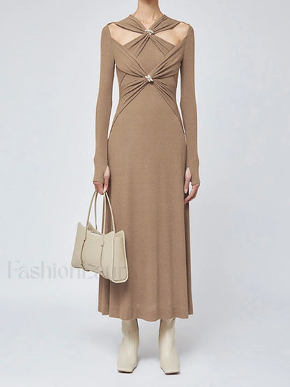 Criss Cross Cut Trendy Out Long Dress