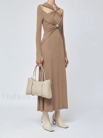 Criss Cross Cut Trendy Out Long Dress