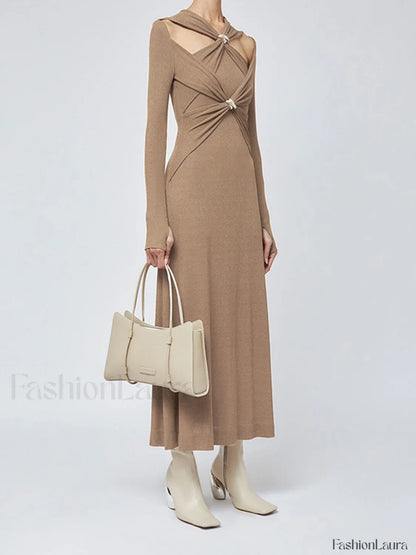Criss Cross Cut Trendy Out Long Dress