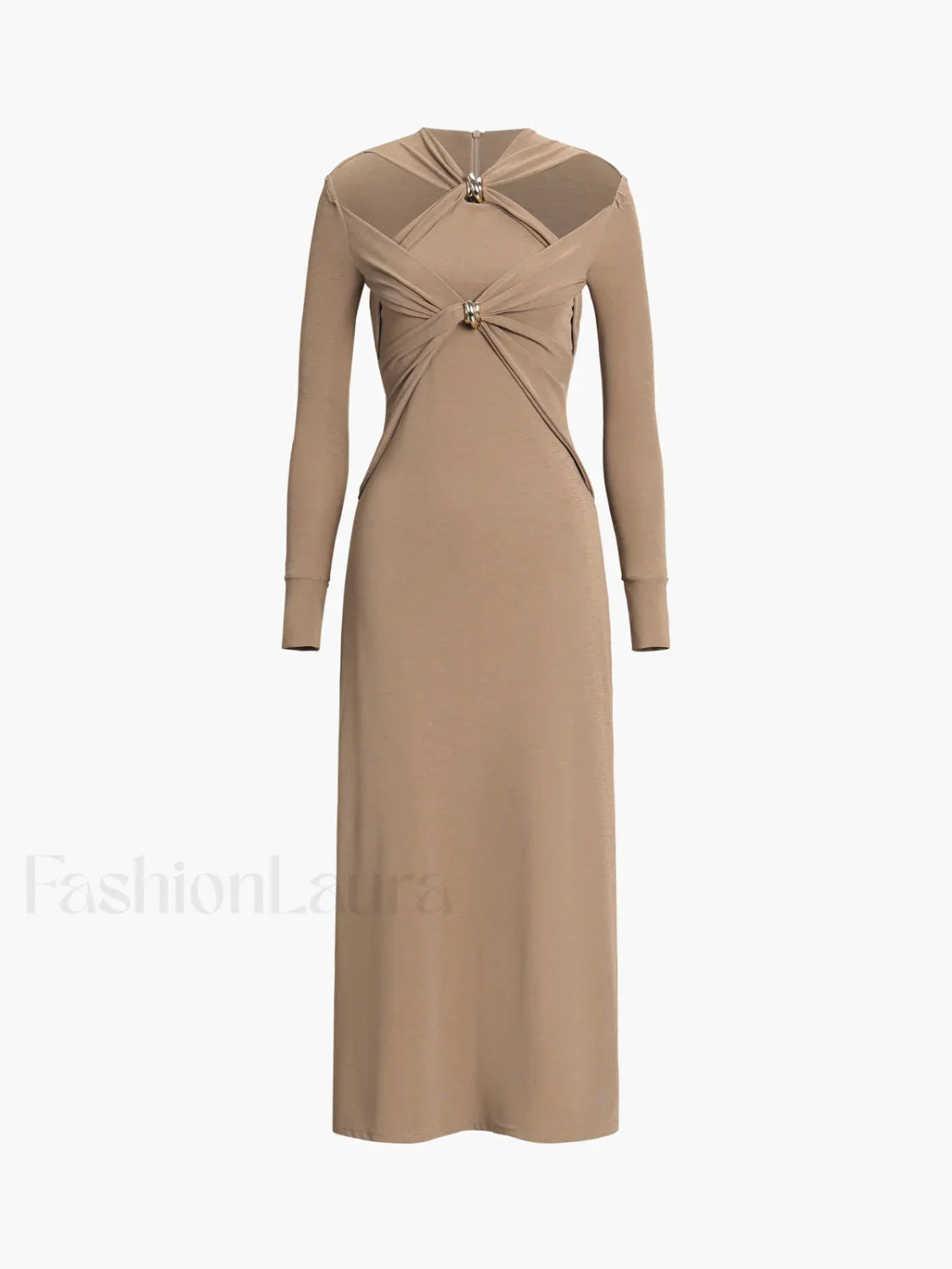 Criss Cross Cut Trendy Out Long Dress
