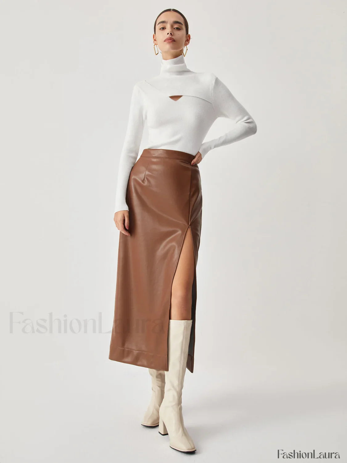 Criss Cross Turtleneck Trendy Long Sleeve Knit Top