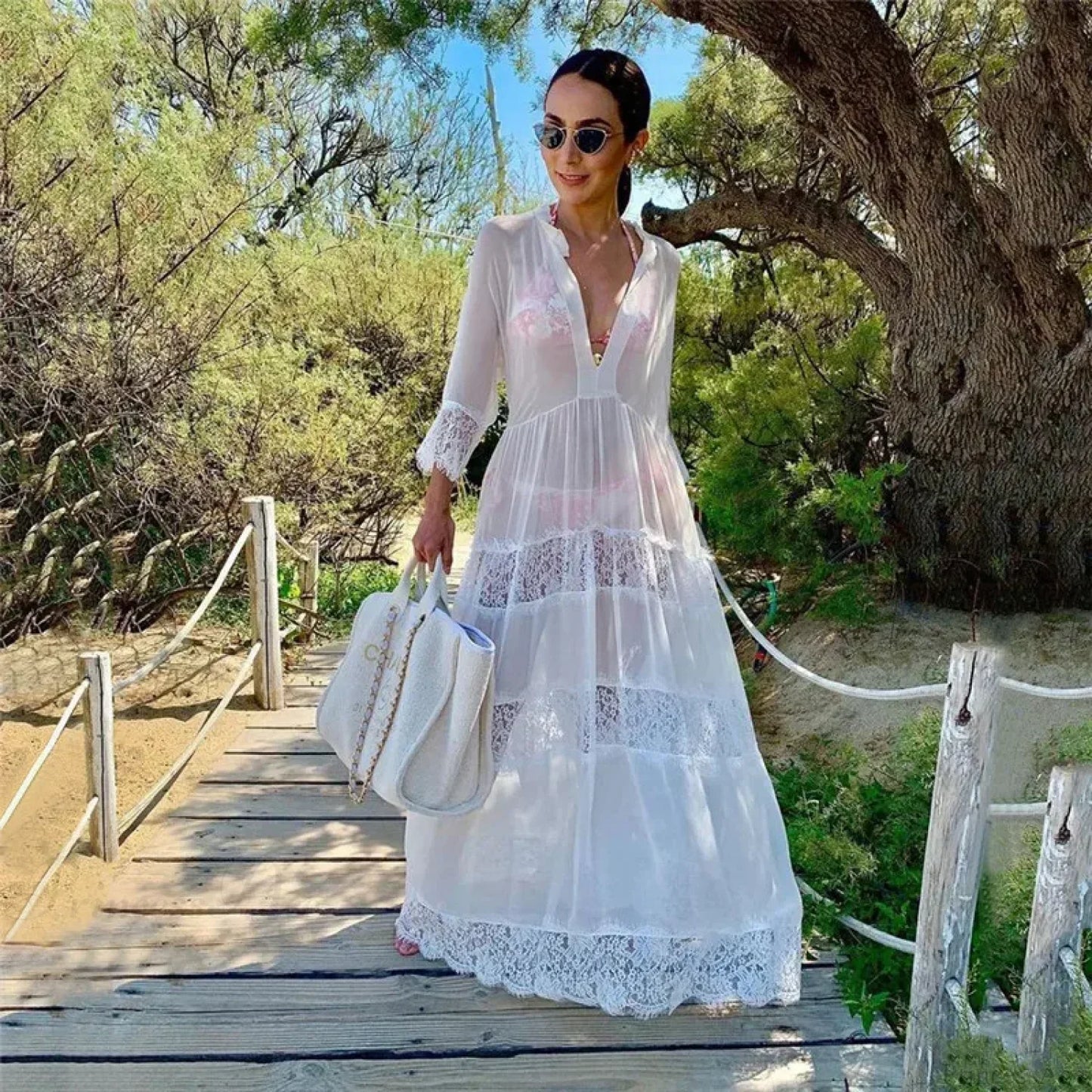 Crochet Kaftan Tunic Summer Beach Cover Up