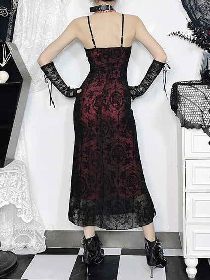 Cross Design Spaghetti Strap Full-Length Dress