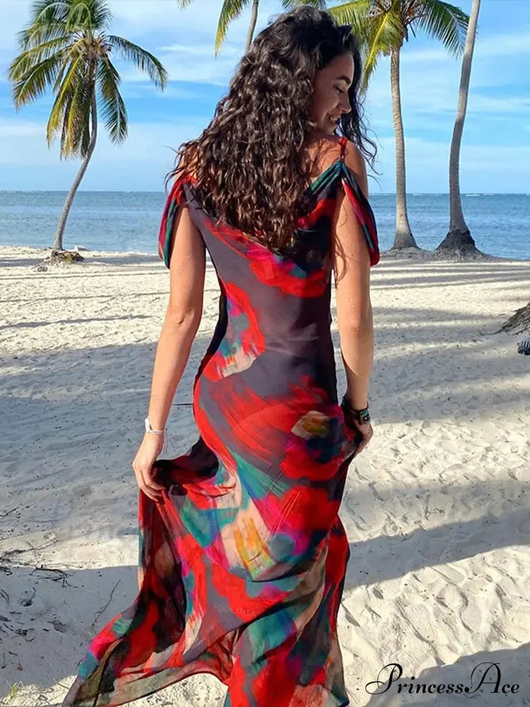 Cut Out Backless Split Maxi Dress