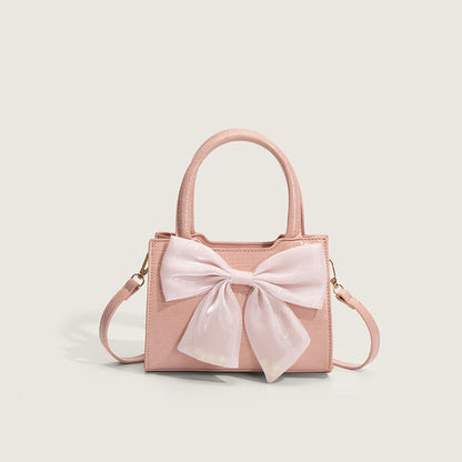 Animal Pattern Faux Leather Crossbody Bag with Bow Detail - Pink