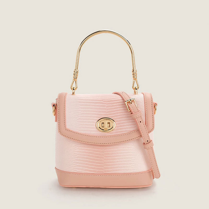 Gradient Embossed Foldover Top Handle Crossbody Bag - Pink