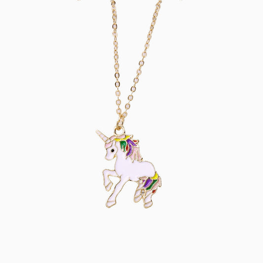 Fly Back Childhood Unicorn Pendant Necklace - Gold Plated
