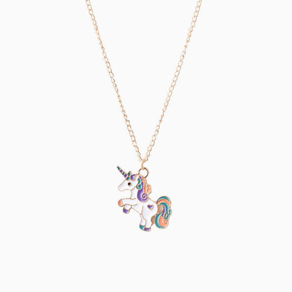Fly Back Childhood Unicorn Pendant Necklace - Gold Plated