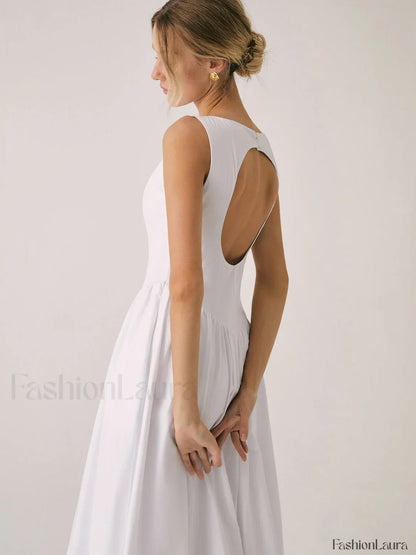 Cutout Cotton Graceful Sleeveless Midi Dress