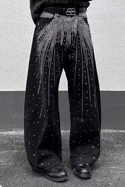 Rhinestone Star Wide Leg Jeans
