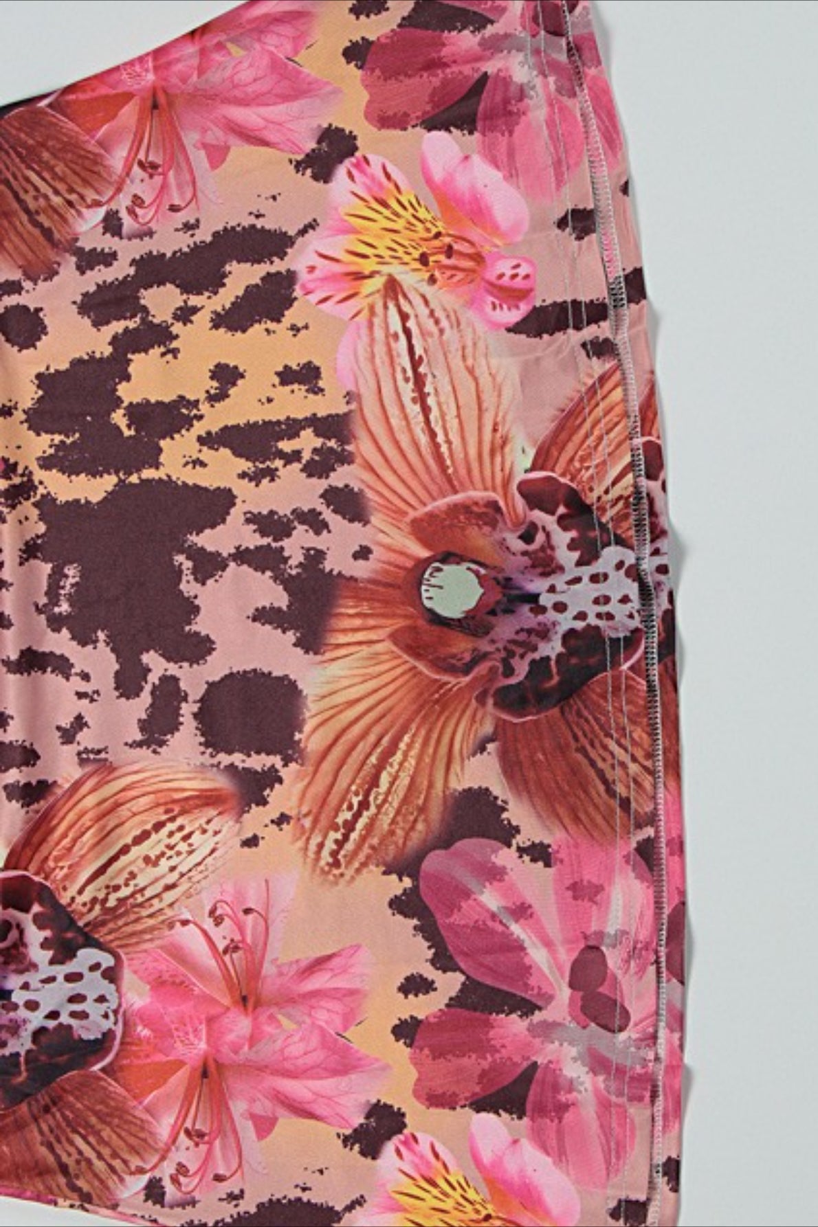 | Strapless Ruffled Print Bodycon Maxi Dress