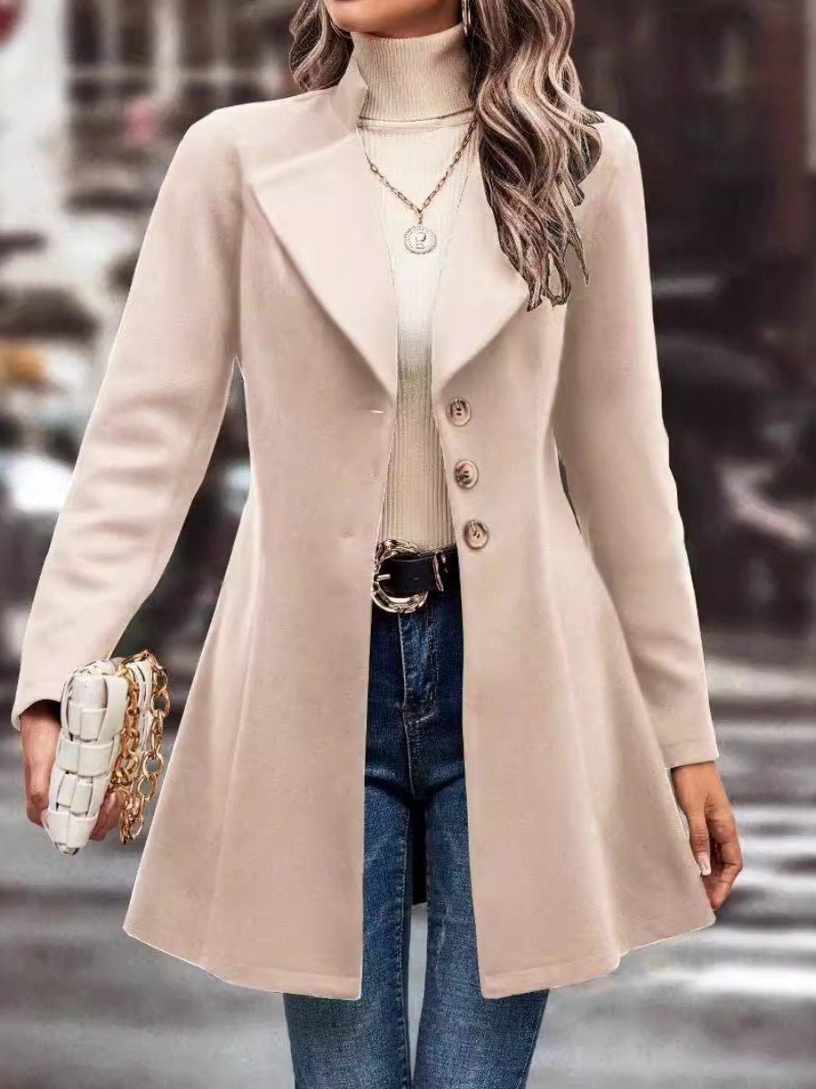 Lapel Slim Fit Woolen Cloth Draping Coats