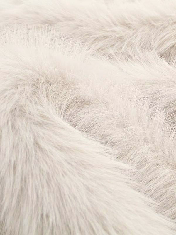 White Faux Fur Midi Coat Notched Lapel Winter Eco-friendly Long Jacket For Women 2026