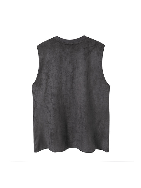 Retro Letter Print Loose Casual Tank Top