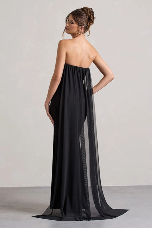 | Strapless Floral Maxi Dress