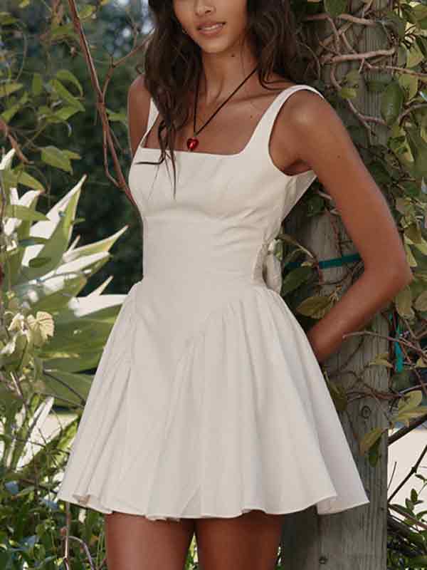 Backless Lace Up Mini Dress