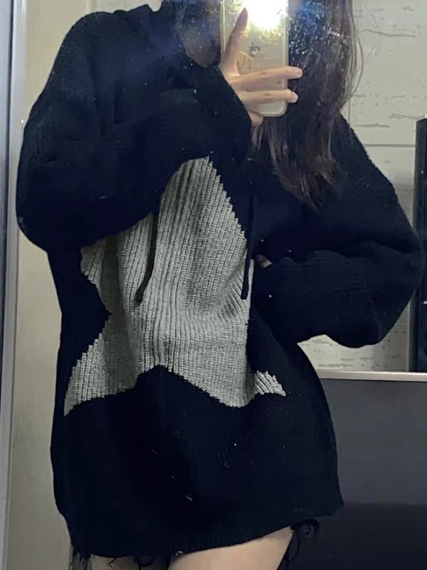 Big Star Print Hooded Cardigan