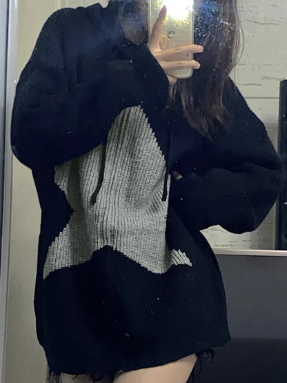 Big Star Print Hooded Cardigan