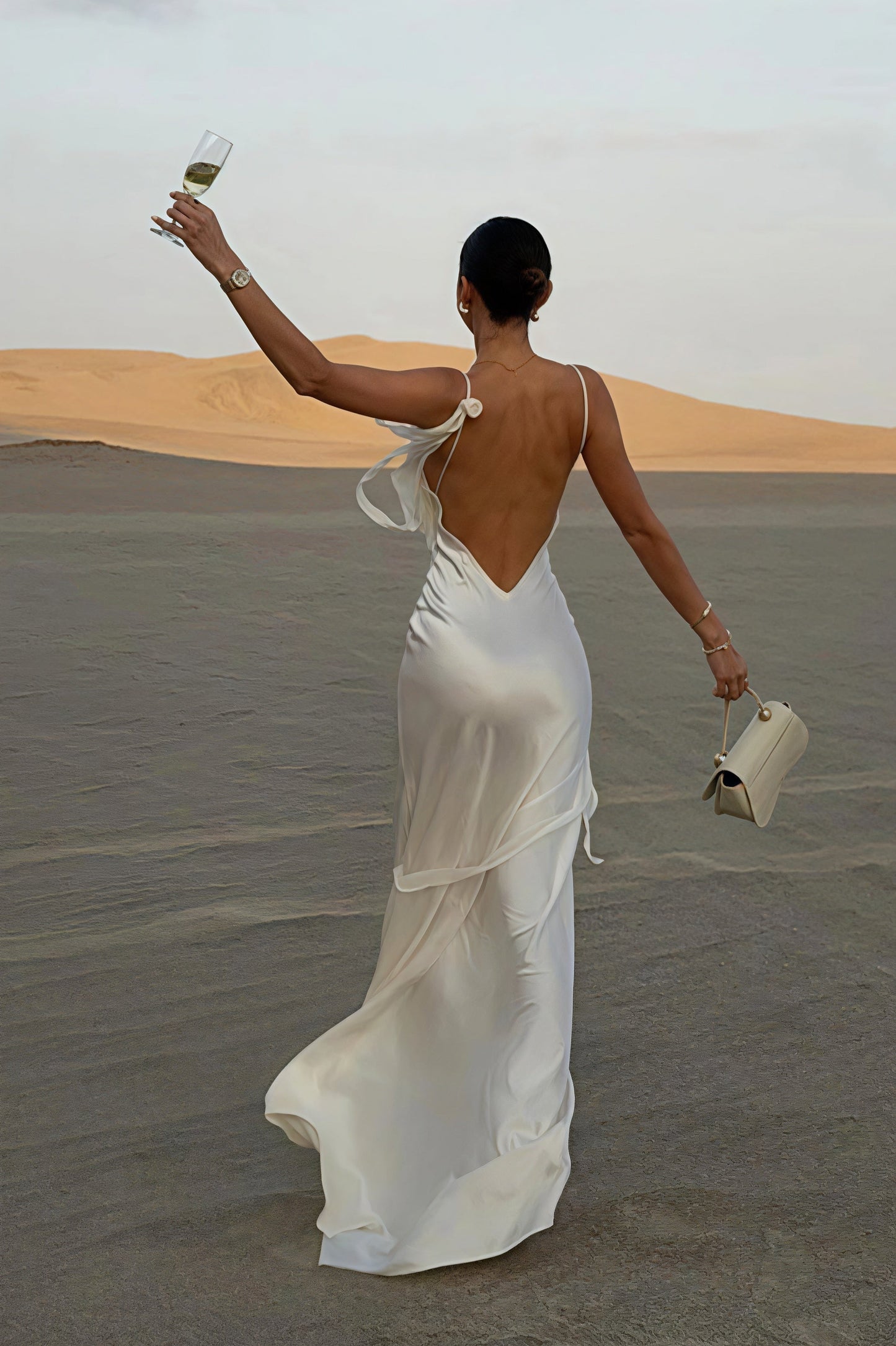 | Satin Floral Backless Maxi Dress