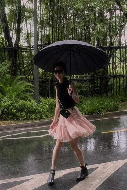 Flowy Smoky Pink Voluminous Princess Mini Skirt