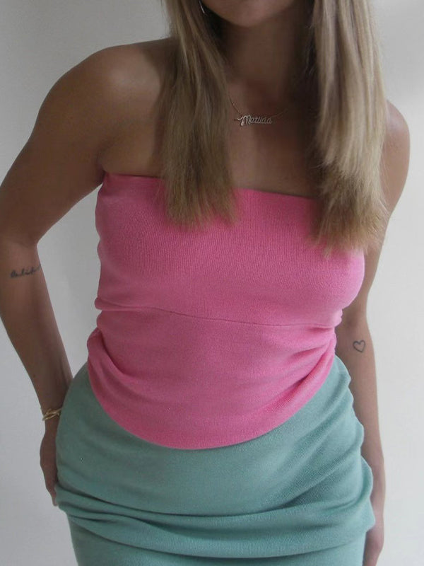 Solid Color Slim Bandeau Top