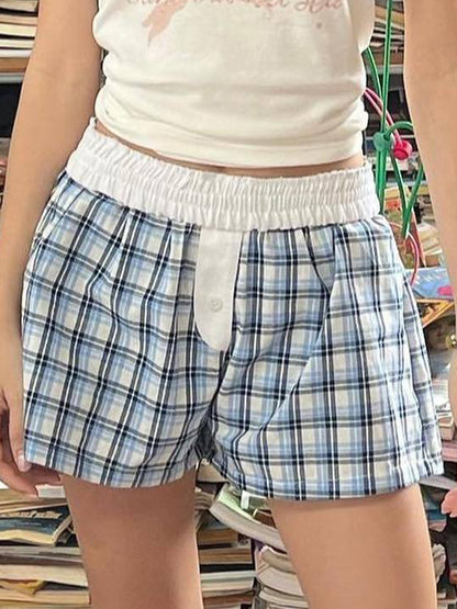 Vintage Plaid Print Shorts