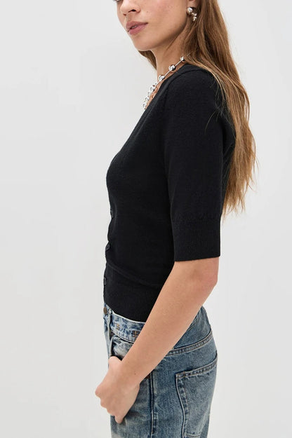 V-Neck Stretch Knit Cardigan