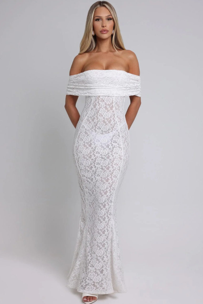 Sexy Floral Lace Backless Lace Dress