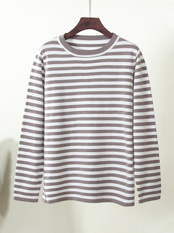Striped Crew Neck Knit Sweater