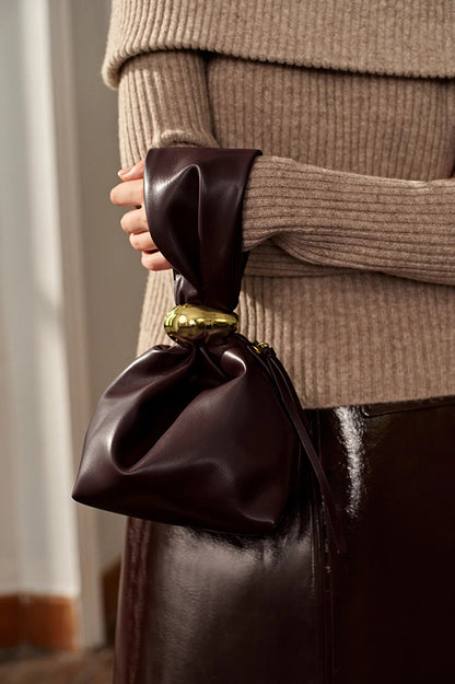 Retro Pleated Simple Bucket Bag