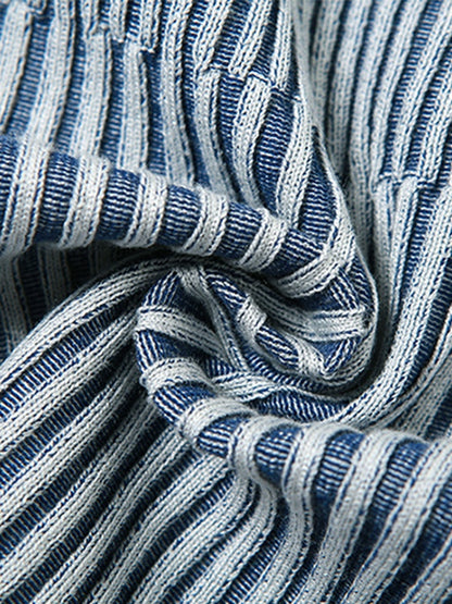 Stripe Zipper Cardigan Knit