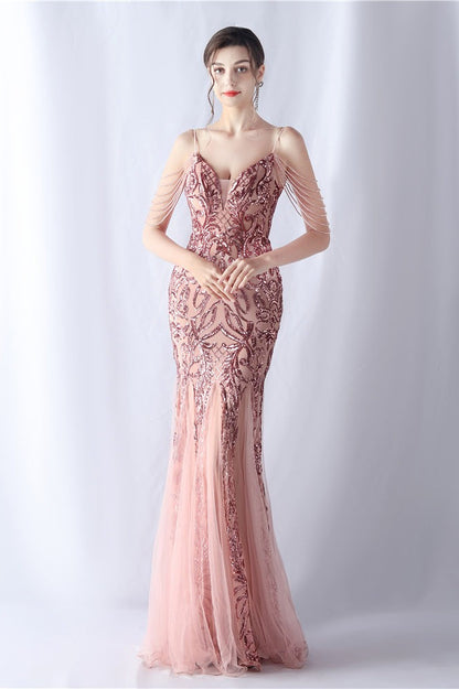 | Beaded Mesh Maxi Dress