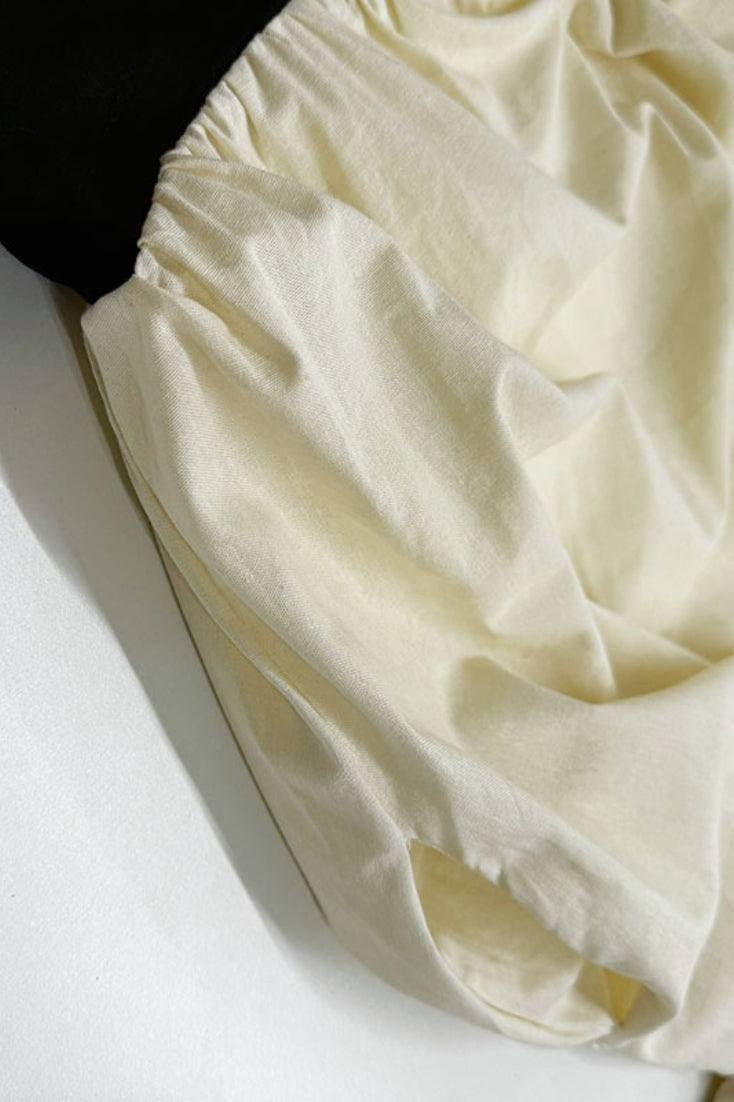 Linen Blend Colorblock Spaghetti Strap Empire Waist Gathered Maxi Dress