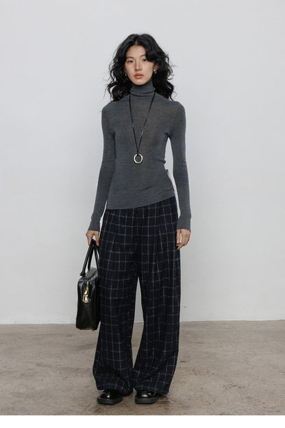 Soft Wool Turtleneck Fitted Stretchy Base Layer