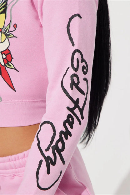 Color Block Print Slim Crop Two Piece Set