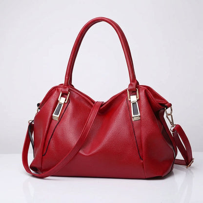 Women's Wide Leather Handbag With Long Strap – Stylish Shoulder Bag