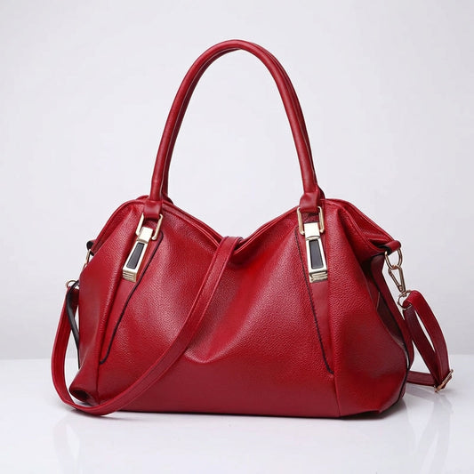 Women's Wide Leather Handbag With Long Strap – Stylish Shoulder Bag