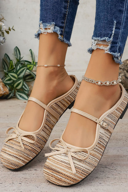 Elegant Bow-embellished Chunky Heeled Mary Jane Shoes