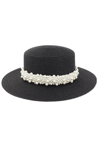 Pearl Embellished Beach Hat
