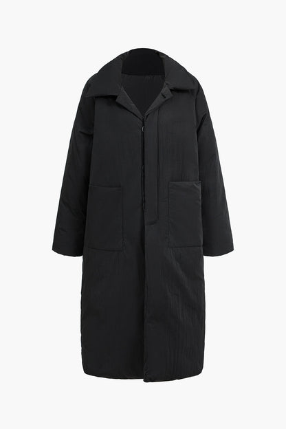 Padded Button Long Coat