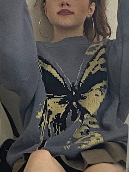 Oversized Butterfly Jacquard Sweater