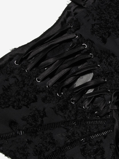 Trumpet Dress Spaghetti Straps Lace-up Floral Embroidery Prom Maxi Dresses