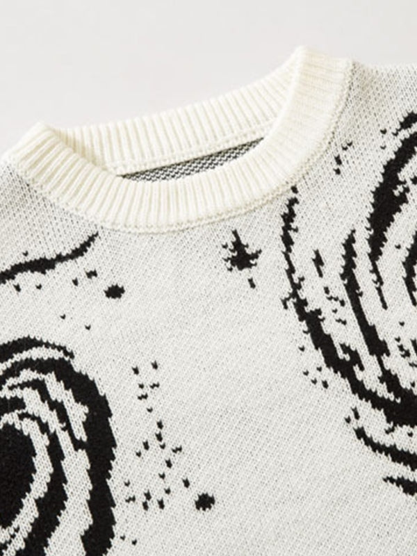 Swirl Print Ripped Design Sweater