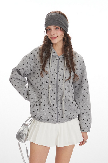 Casual Loose Hooded Cardigan Versatile Collegiate Long Sleeve Hoodie
