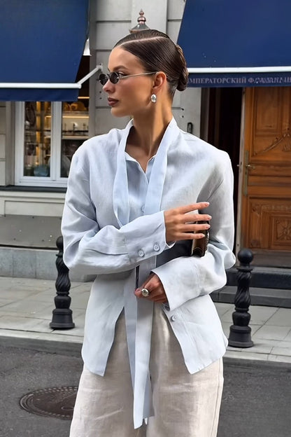 Tie Detail Button Down Blouse