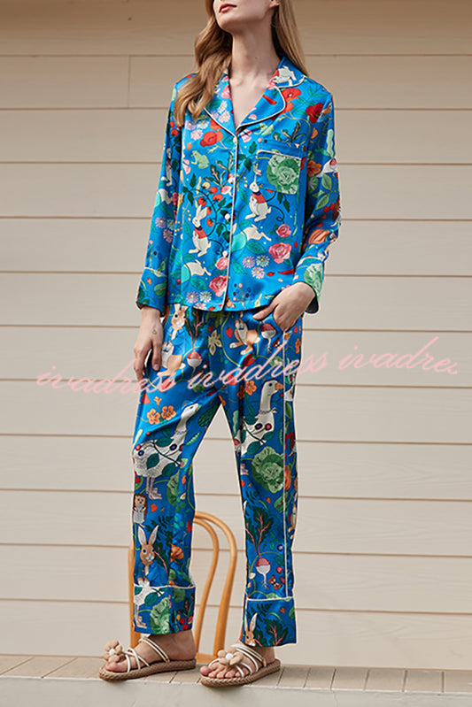 Carrot Rabbit Printed Home Long Sleeved Two-piece Set