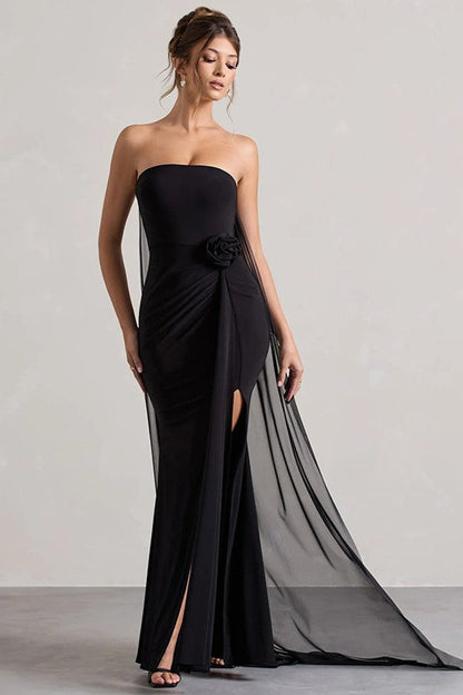 | Strapless Floral Maxi Dress